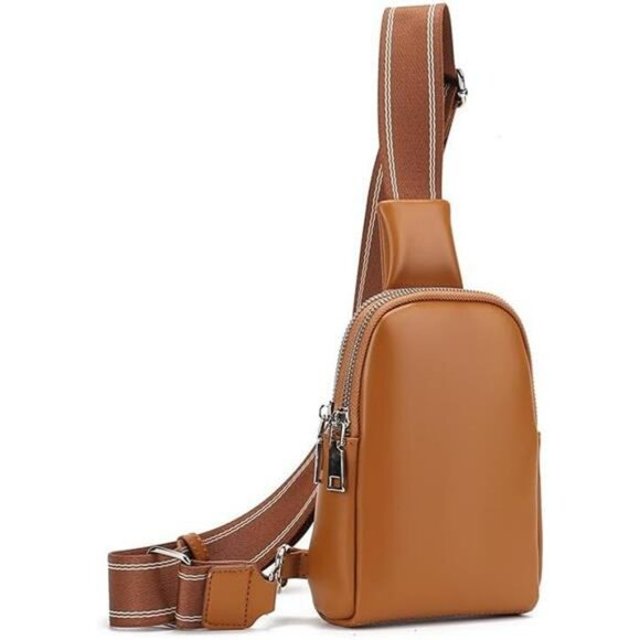 Leather mini sling bag small crossbody phone chest backpack for travel hiking me - Picture 1 of 7